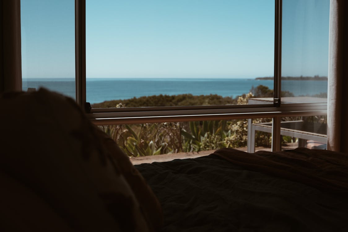 Free Spectacular view on sea from balcony window Stock Photo