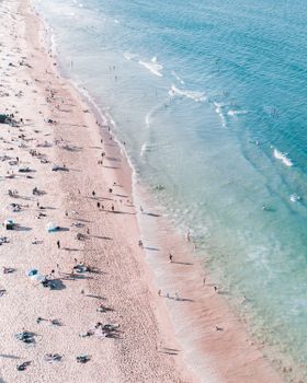 Stunning aerial view of Cronulla Beach in summer, NSW, Australia.