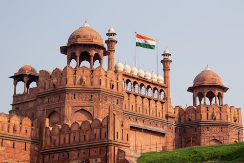 คลังภาพถ่ายฟรี ของ ธงอินเดีย, ปราสาท, ป้อม