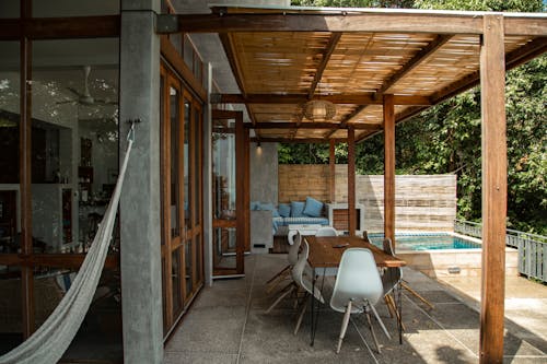 Terrace of villa with swimming pool