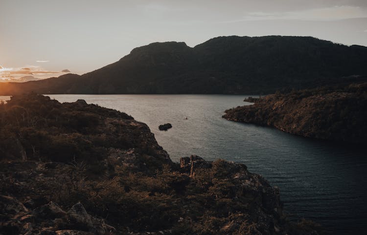 A View Of An Inlet During Sunset