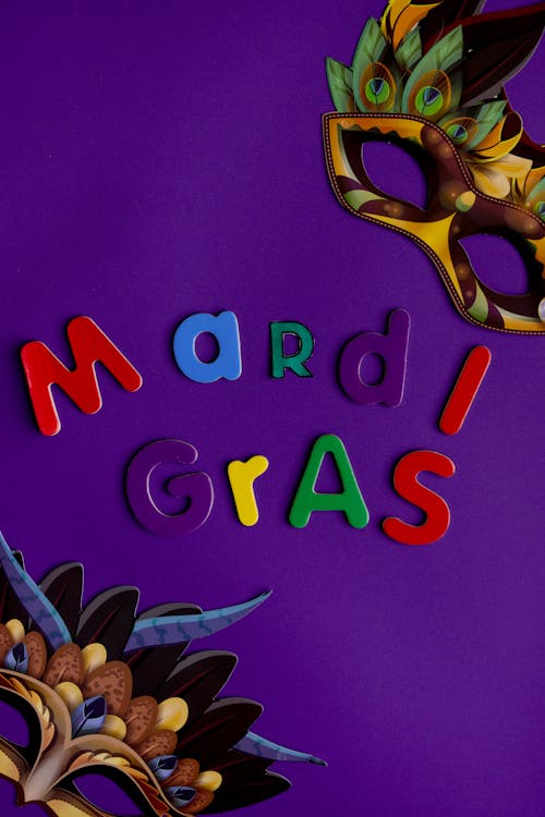 Mardi Gras Text On Purple Background