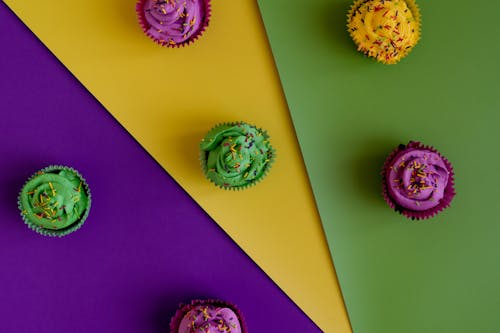 Free Cupcakes With A Colorful Background Stock Photo