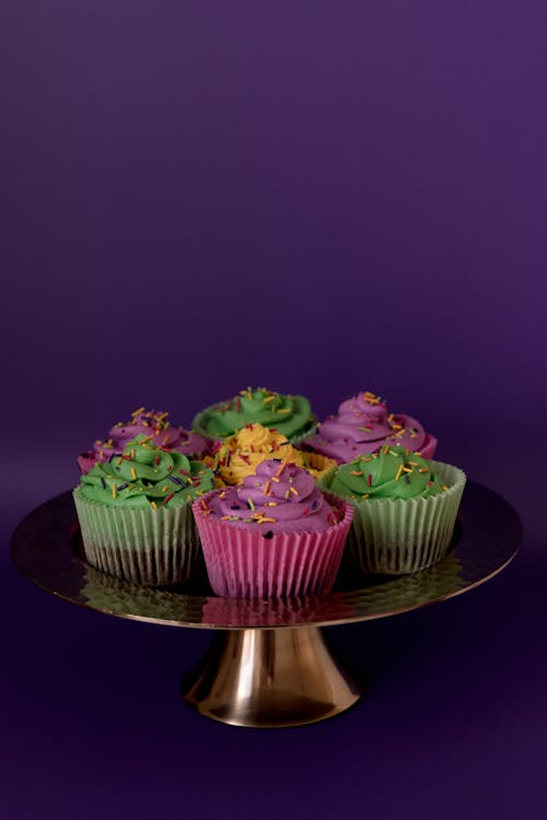 Free Colorful Cupcakes On A Cake Stand Stock Photo