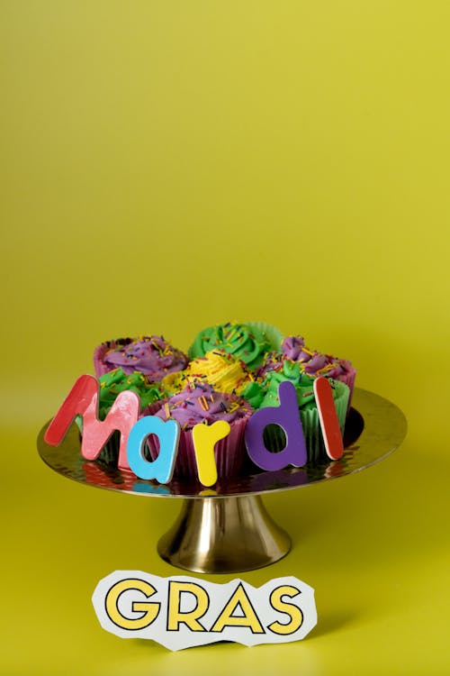Free Colored Cupcakes In A Cake Stand Stock Photo