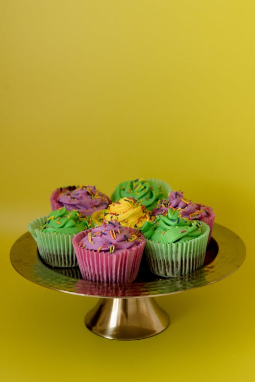 Free Colorful Cupcakes On A Cake Stand Stock Photo
