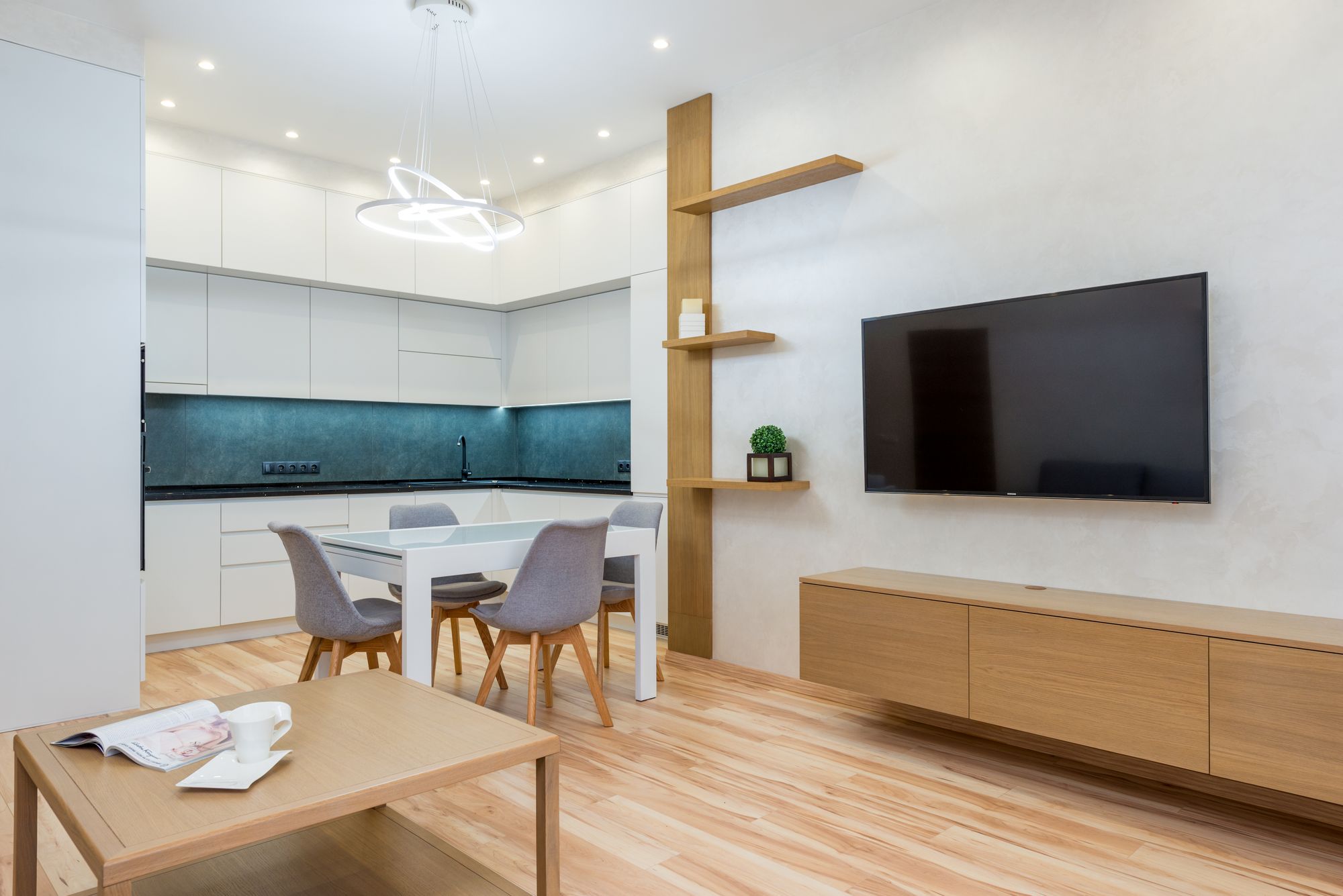 Media Wall and Kitchen Designed Together