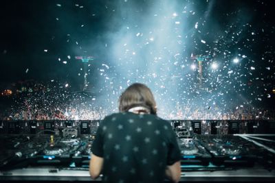 Electronic dance music DJ festival crowd