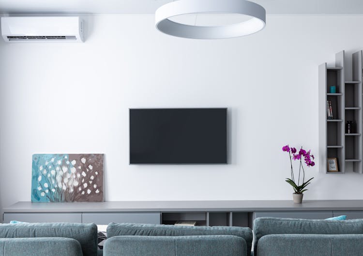 Modern Interior Of Lounge With TV And Picture In Daytime