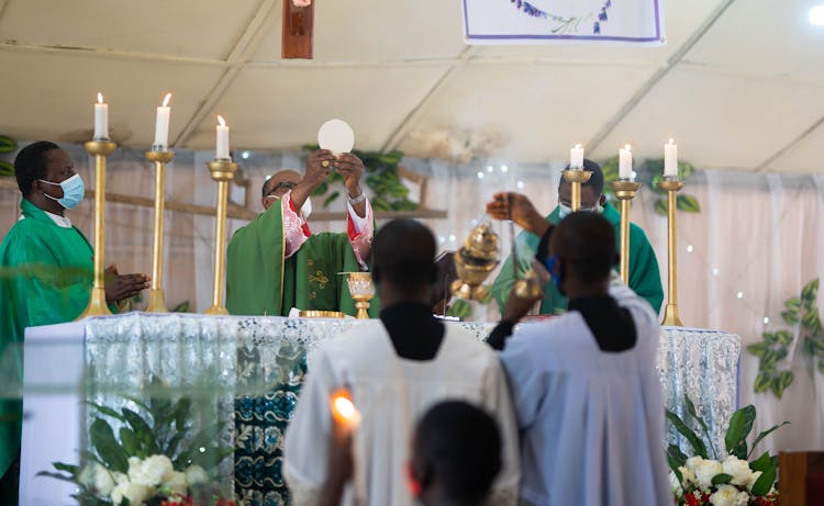 A Priest Celebrating A Holy Mass