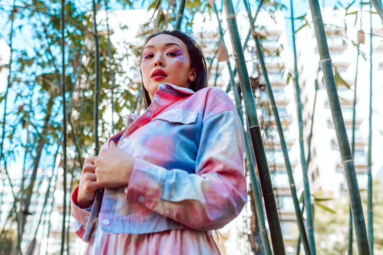 Woman Wearing Tie Dye Jacket