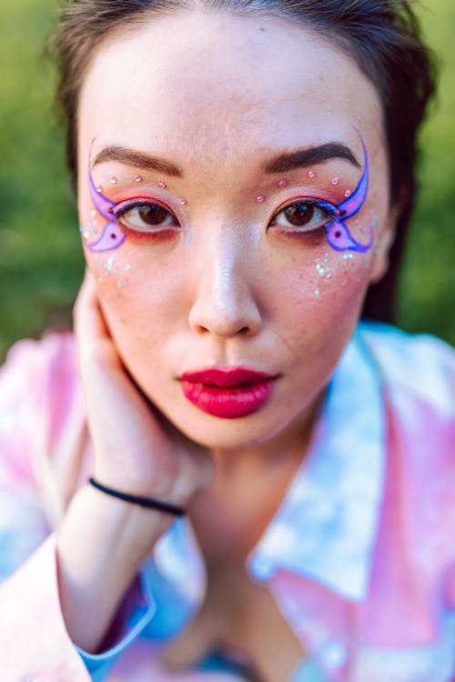 Portrait of a Woman with Face Jewels 