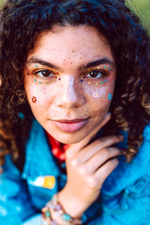 Close-Up Shot of a Curly-Haired Woman