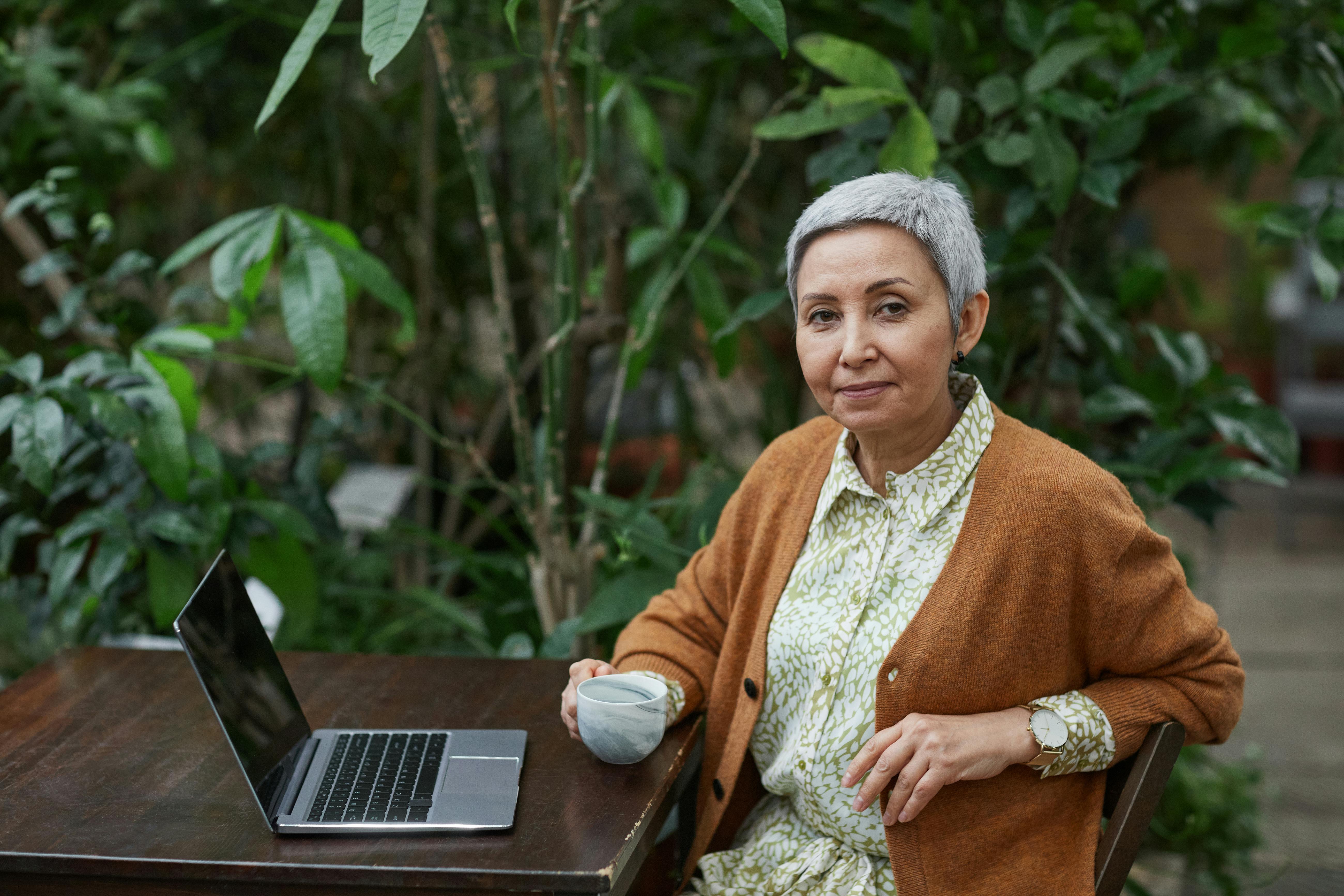 Woman holding a cup