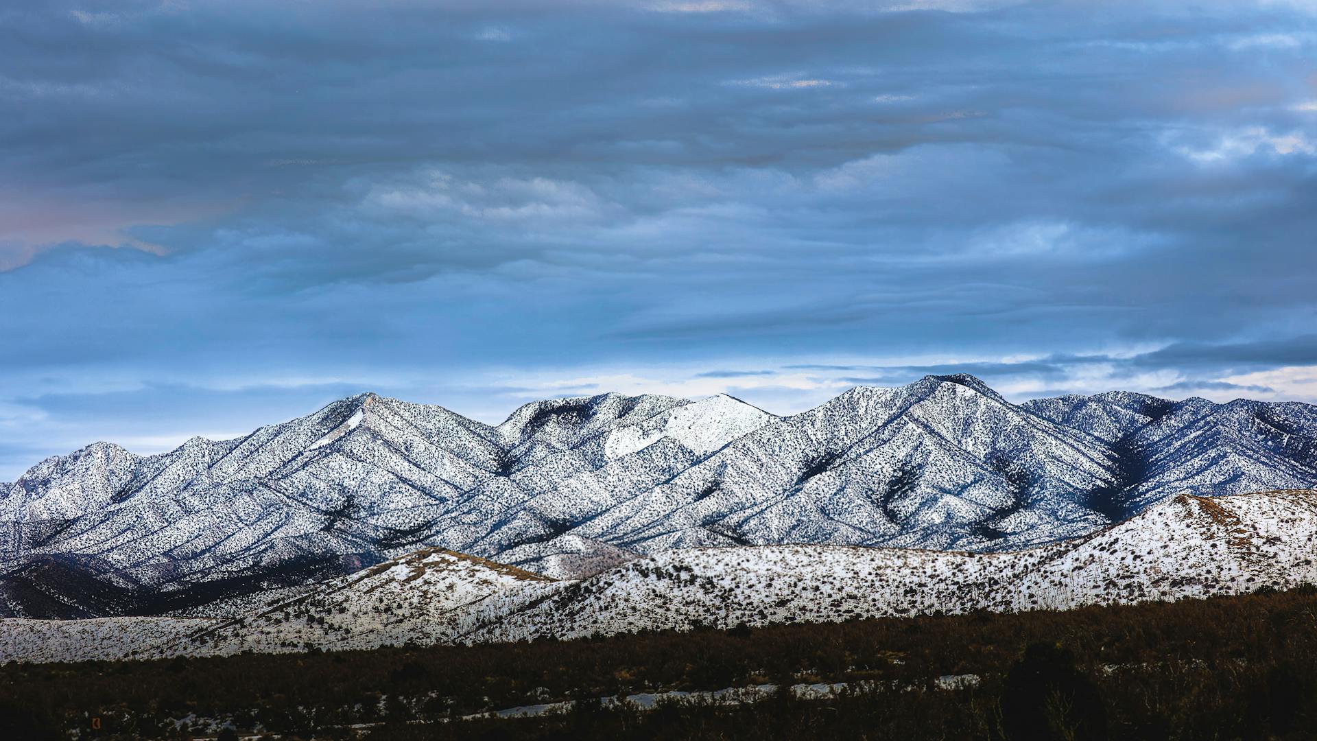 Beautiful snow-covered peaks of Mount Charleston in Nevada during winter.