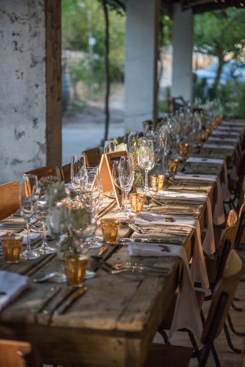 Table Setting with Champagne Glasses