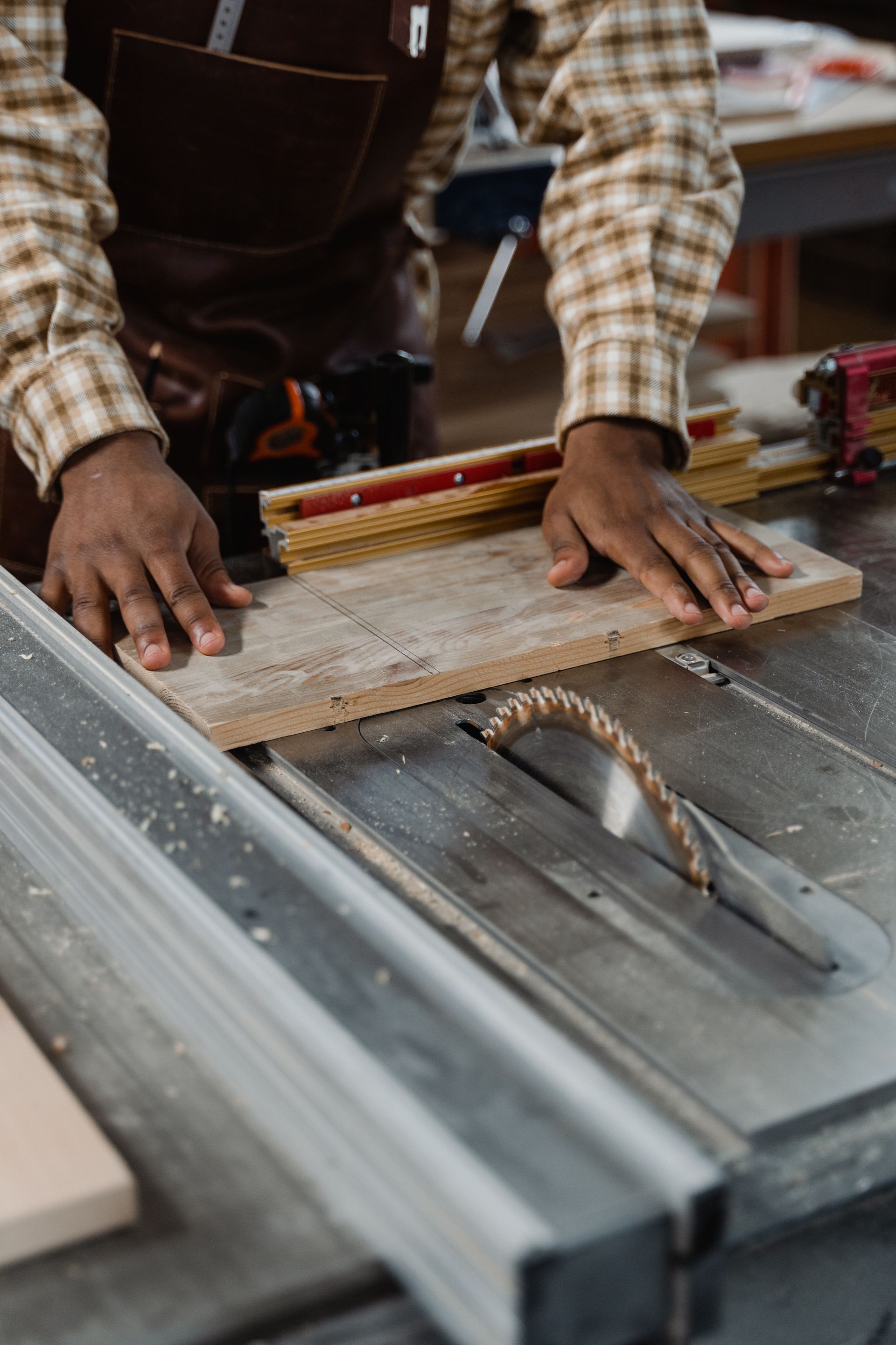 Carpenter building custom woodwork for a Gaithersburg home