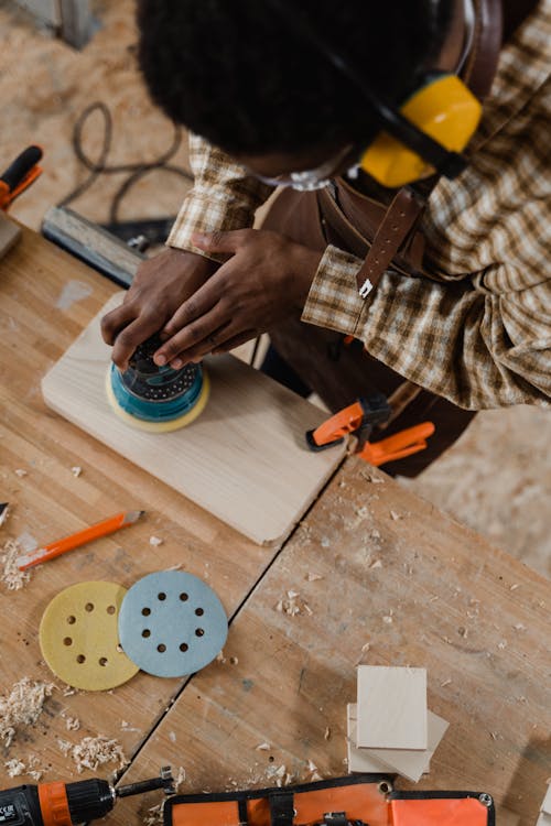 A Man Doing a Woodwork