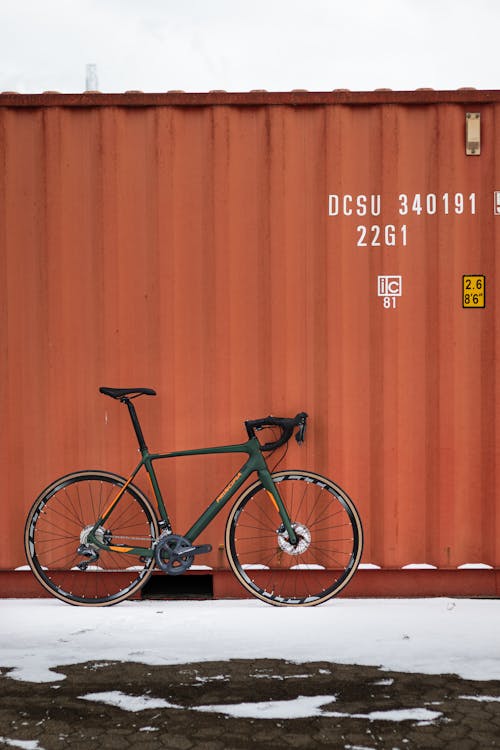 Free Road Bike Leaning on a Trailer Stock Photo
