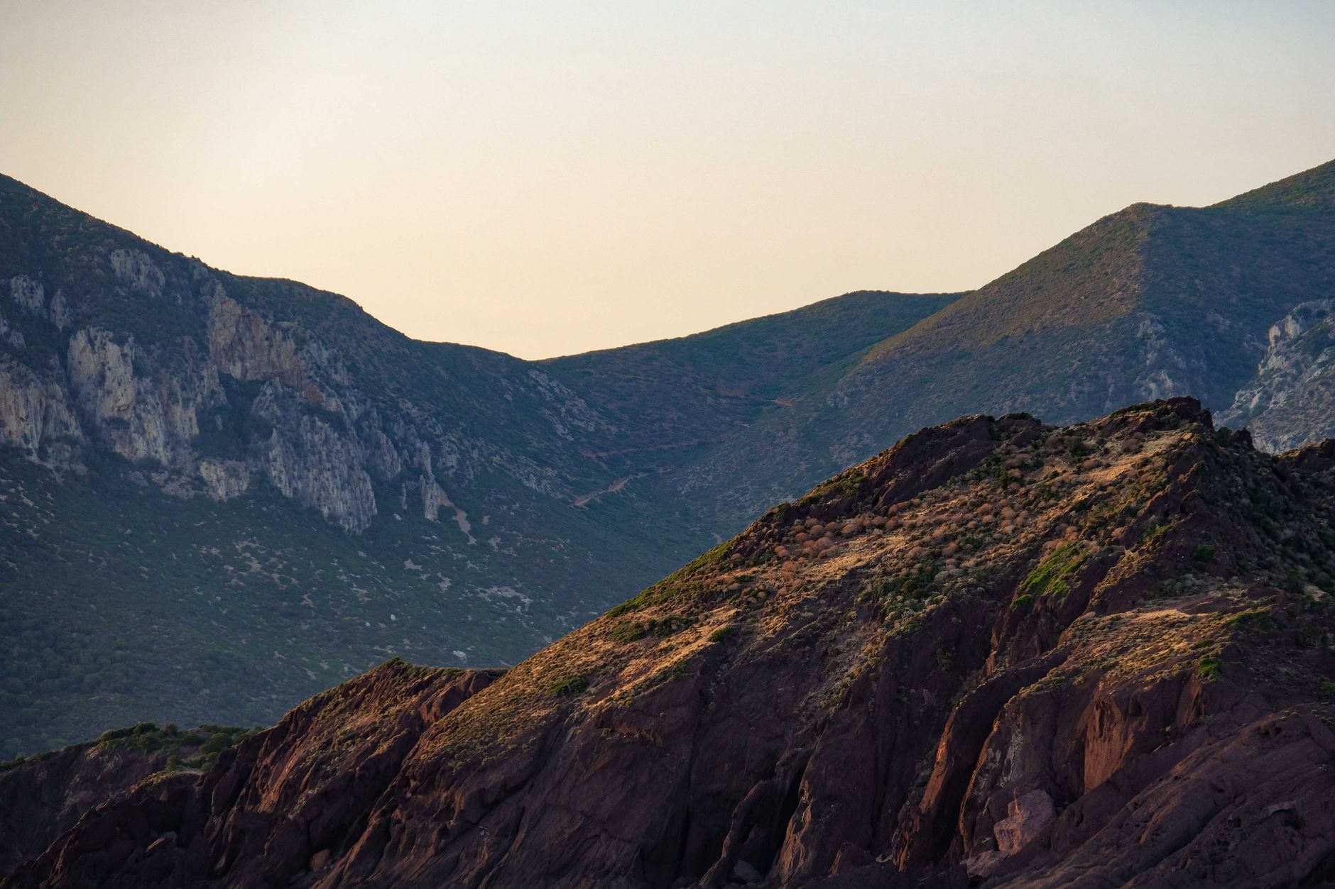A ridgeline catching the first light