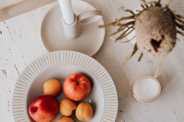 Peaches And Apricots In A Bowl 