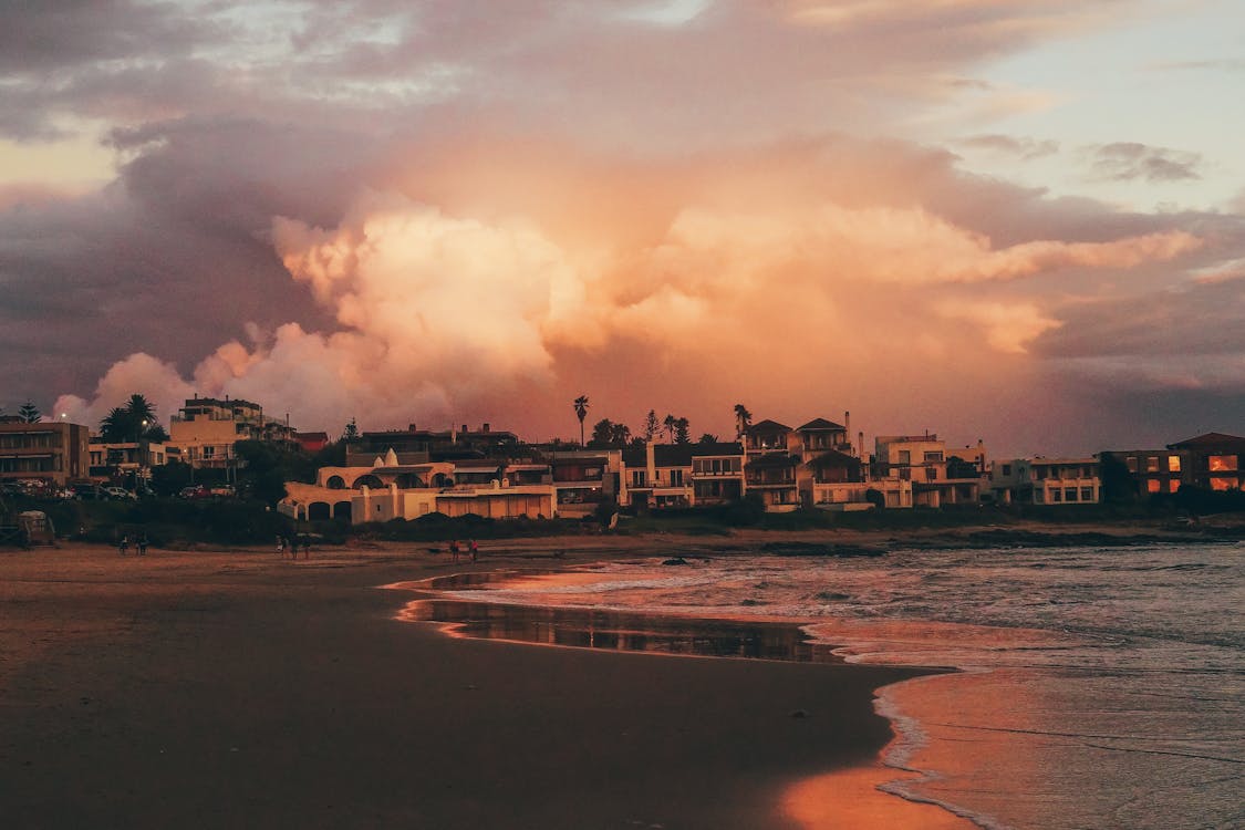 Free People on Beach during Sunset Stock Photo