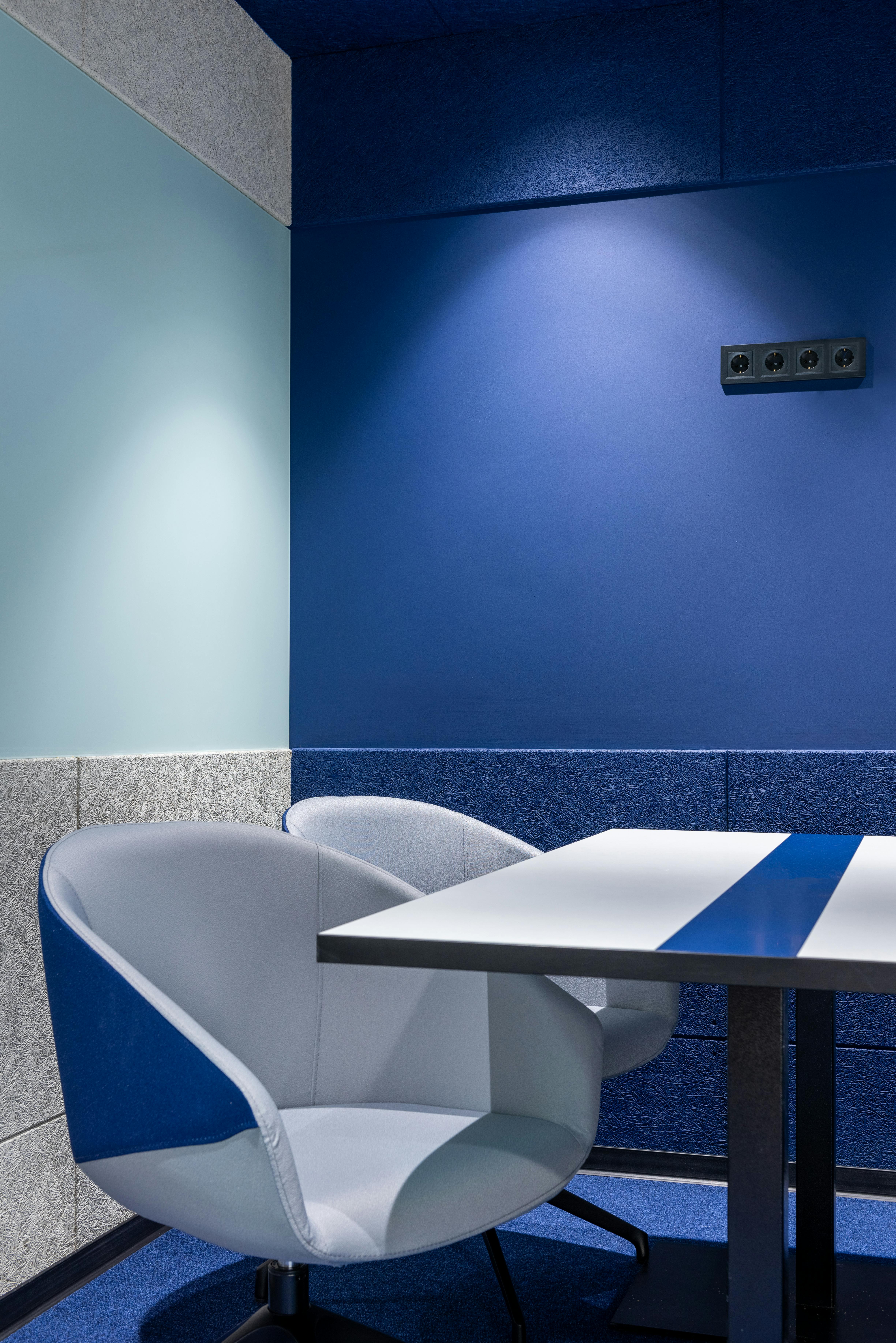 conference room with blue seats