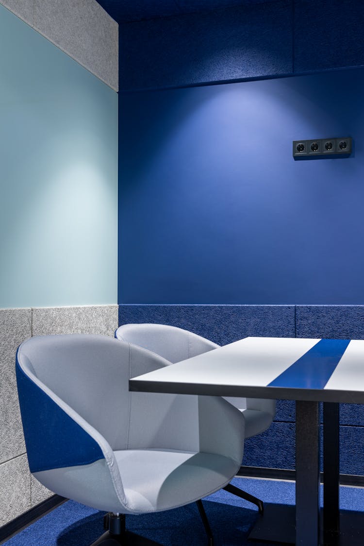 Conference Room With Blue Seats