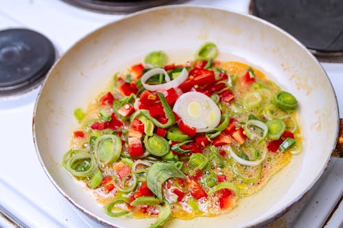 Vegetable Dish on White Frying Pan