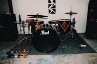 A Drum Set Inside the Music Studio
