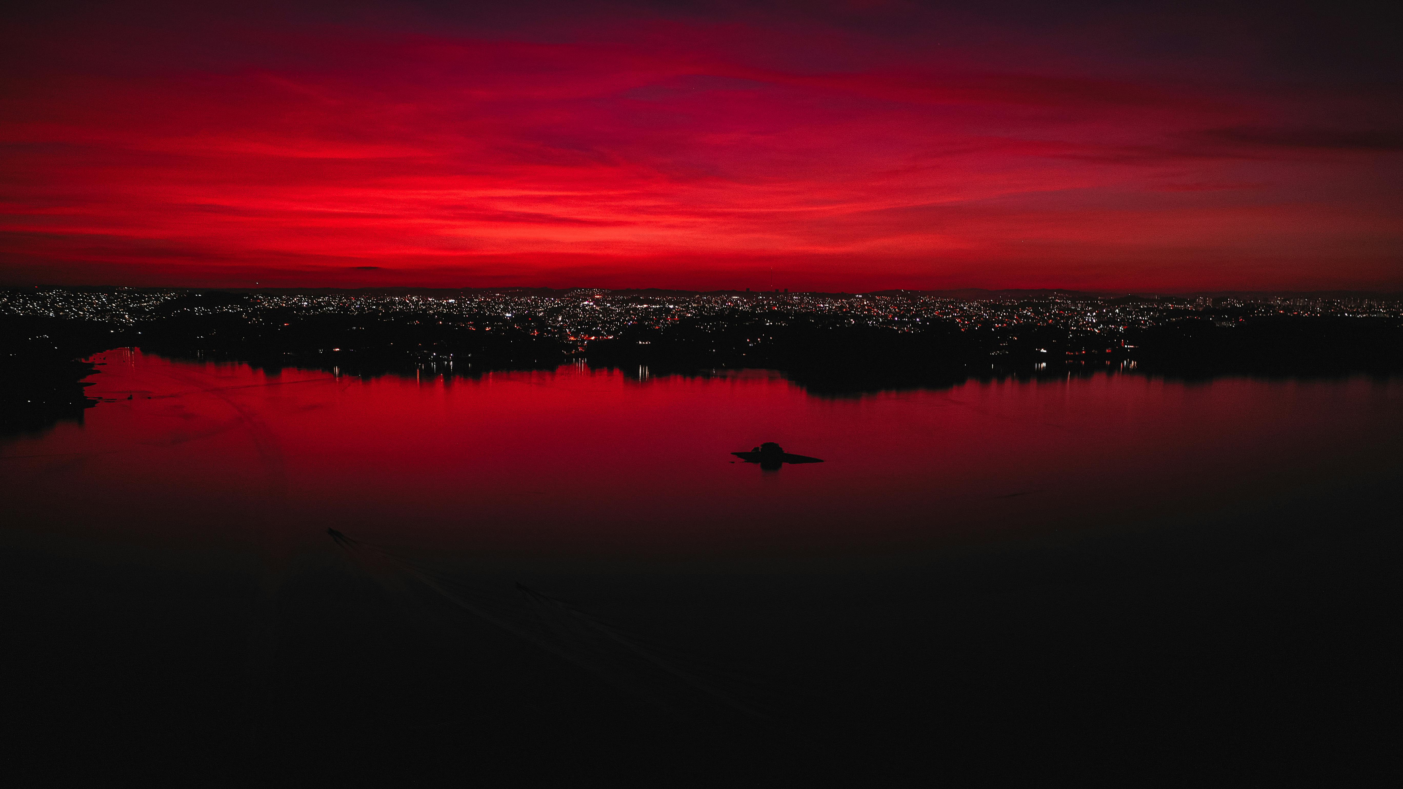 red sunset city