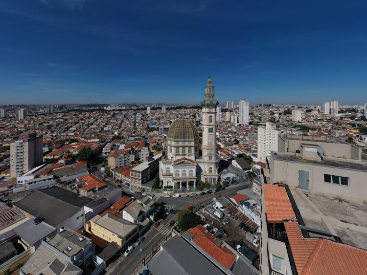 Aerial Shot Of Sanctuary Queen Santa Isabel Church In San Paulo Brazil