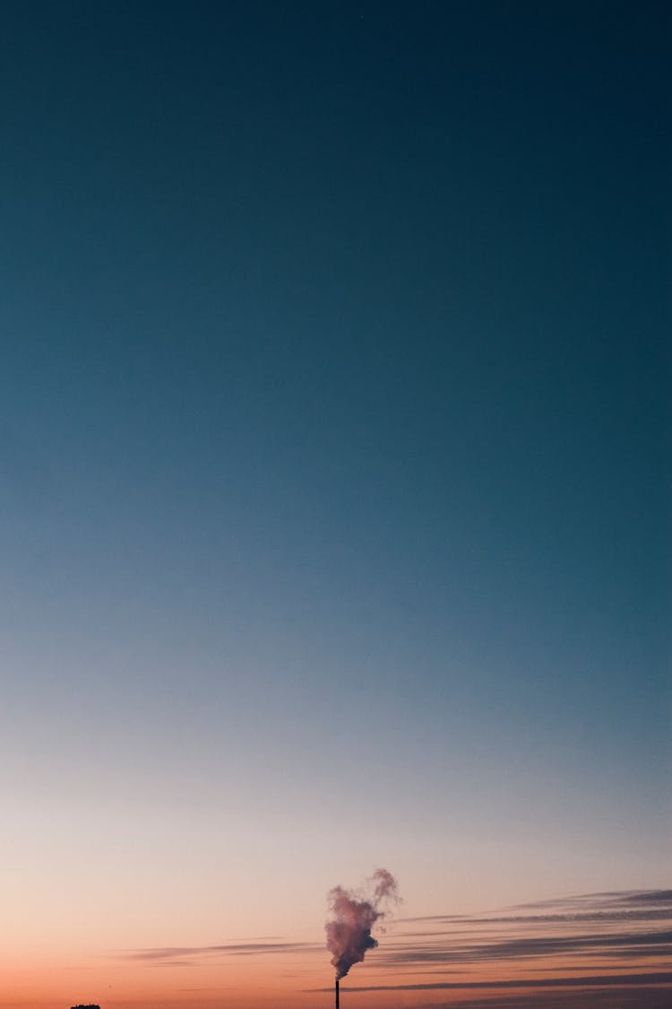 Clear Sunset Sky With Smoke