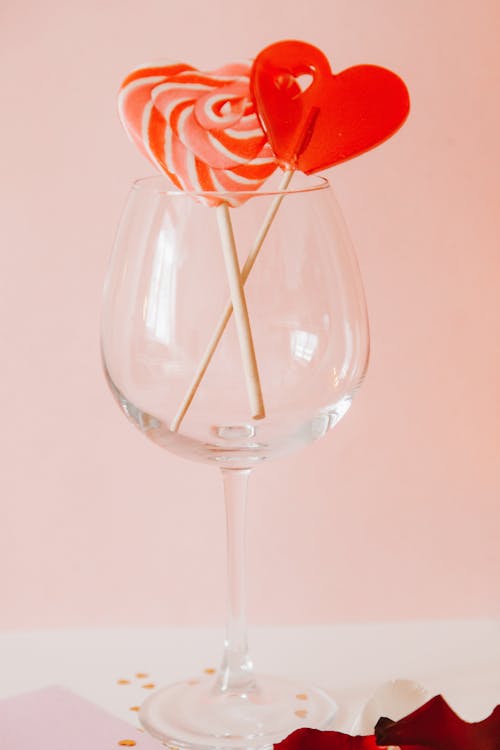 Heart Shape Lollipops in a Goblet