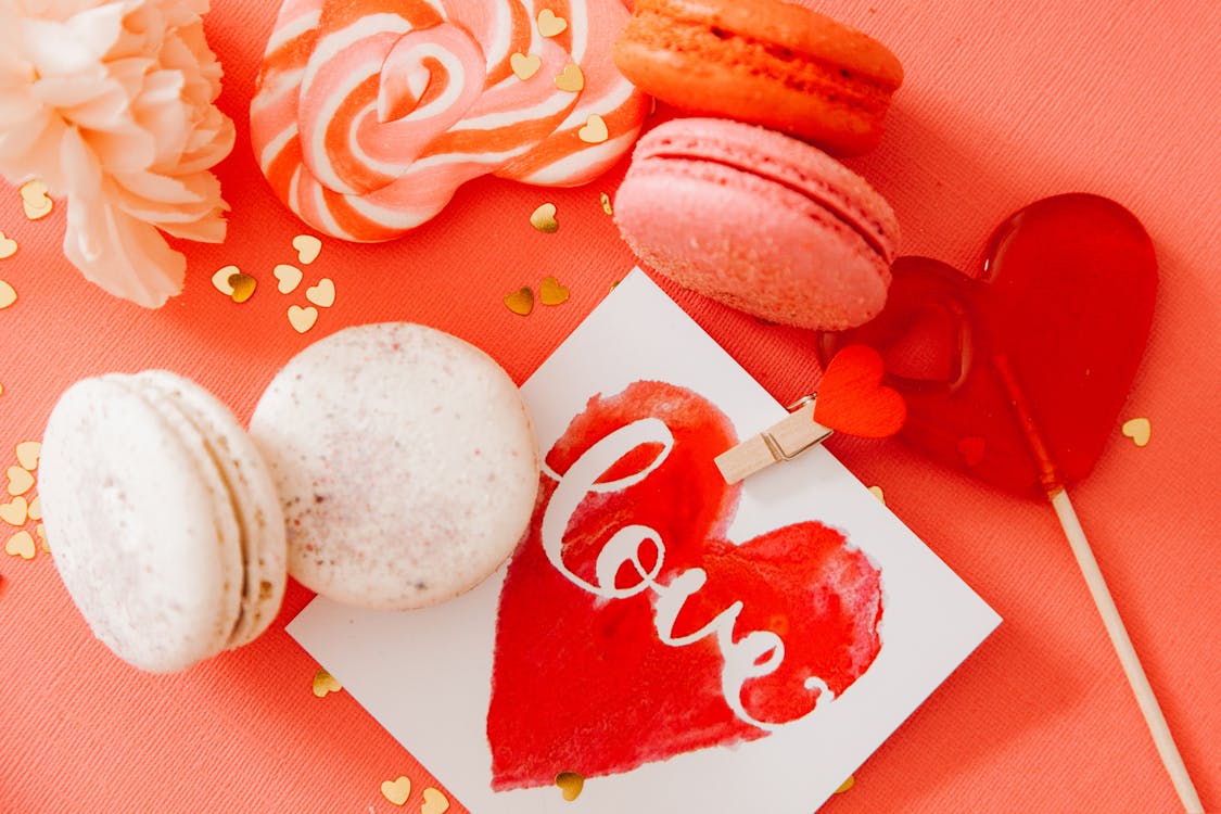 Valentine Day Decorations on Pink Background