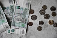 Coins and Paper Bill in Russian Rubles