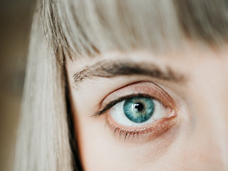 A Persons Blue Eye In Macro Photography