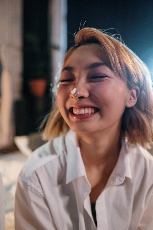 Free Woman with Icing on Her Nose Stock Photo