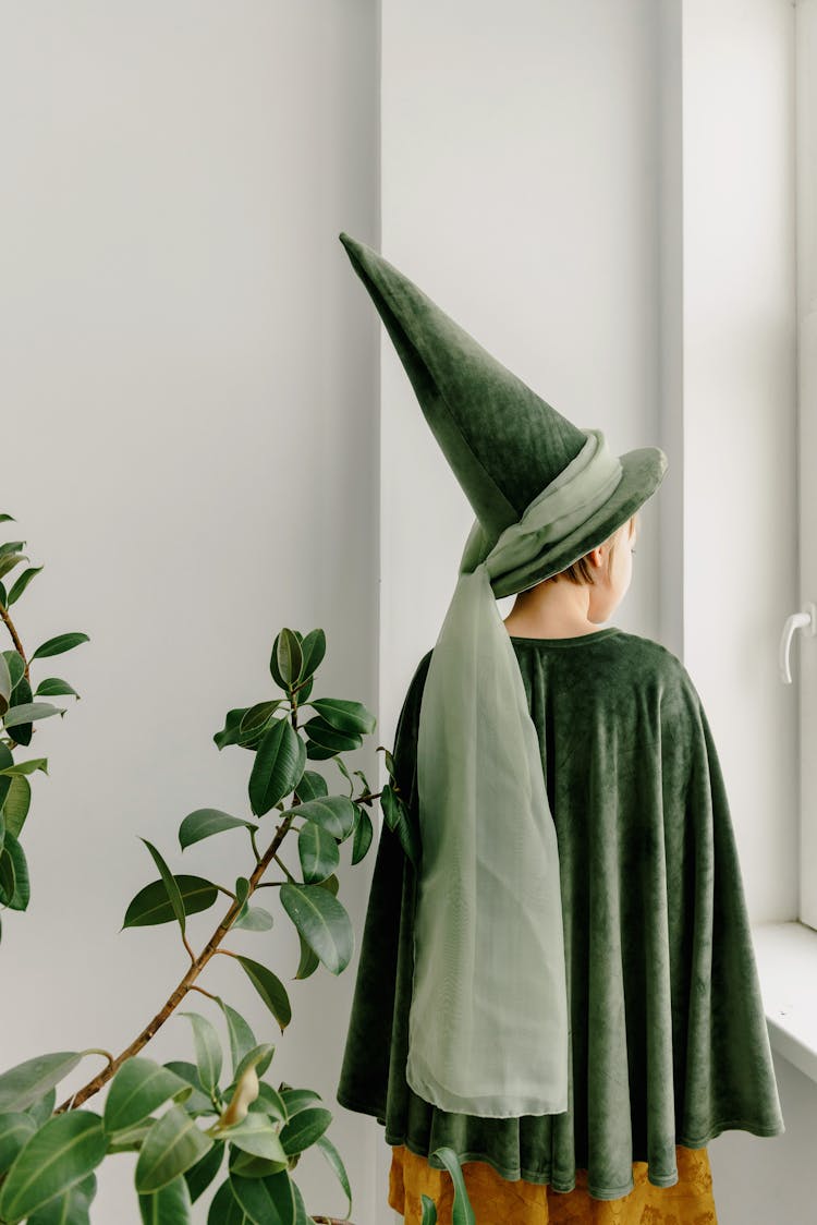 Person Wearing A Green Fairy Hat