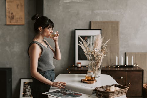 Free A Woman Drinking Tea  Stock Photo