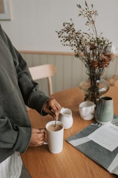 A serene morning scene with coffee and a relaxing atmosphere at home.