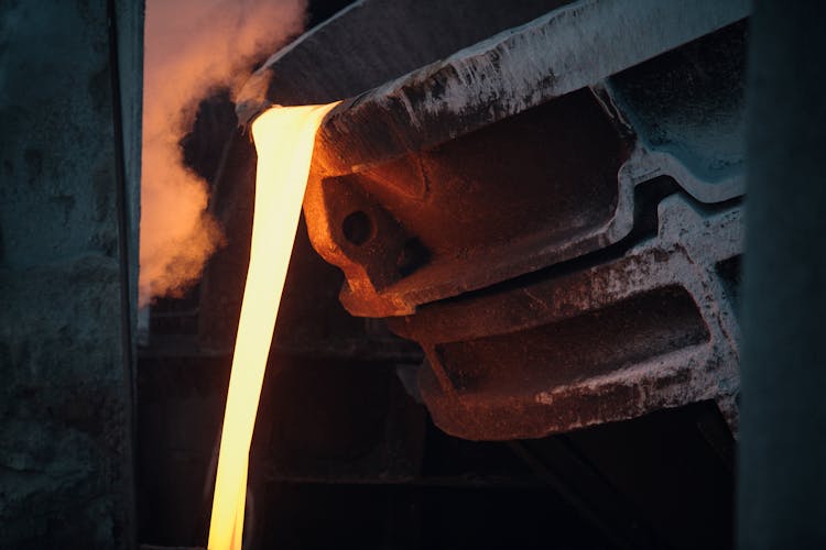 Melted Steel In A Cast Iron Container