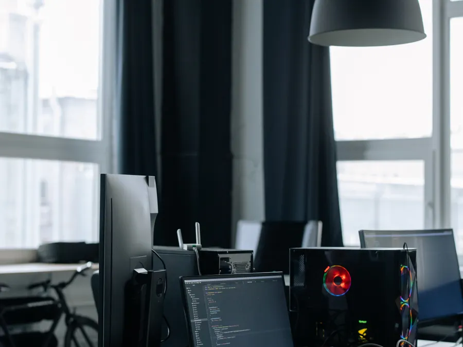 Office desks with newly deployed workstations