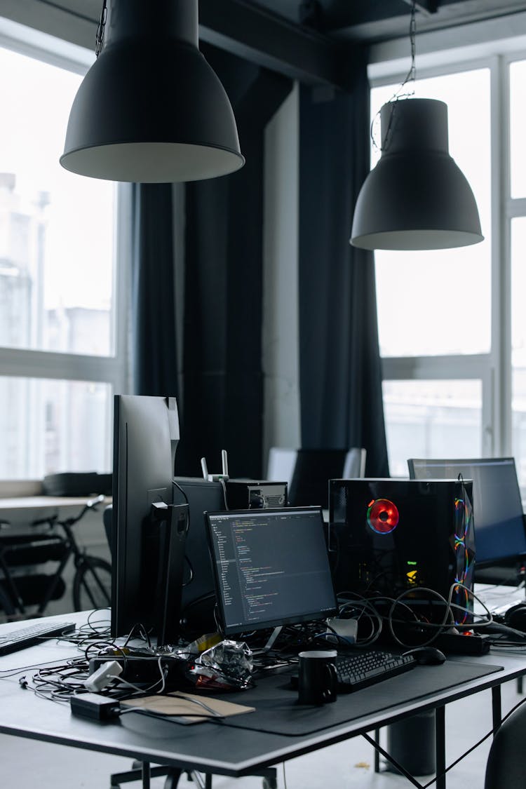 A Desktop Computer On Black Table