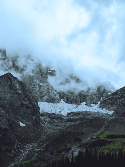 Rocky Mountains with Glacier and Fog