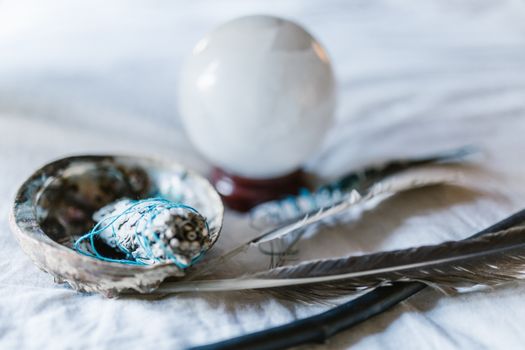 White and Blue Egg on White and Blue Textile