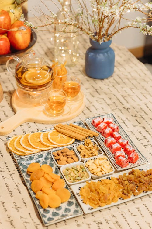 Assorted Snacks and a Tea Set