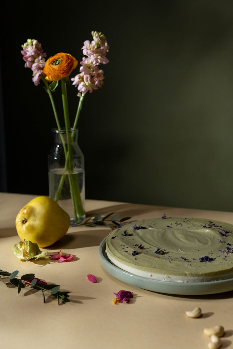 A Layered Cake On A Tray