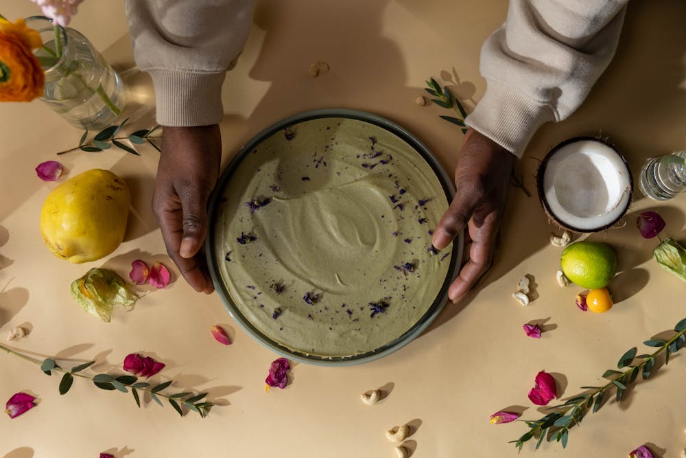 Matcha Tteok with Sweetened Coconut