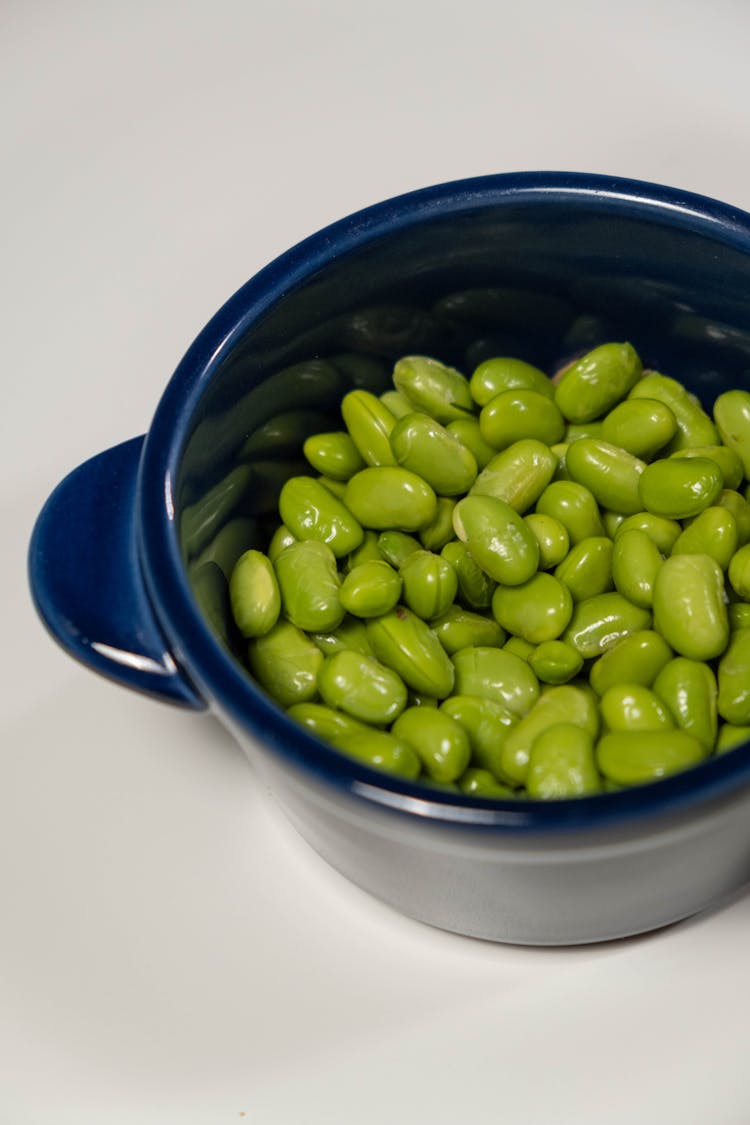 Green Beans In Blue Bowl